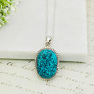 Hepburn and Hughes Turquoise Gemstone Pendant | December Gift | 25mm Oval | Sterling Silver