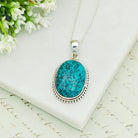 Hepburn and Hughes Turquoise Gemstone Pendant | December Gift | 25mm Oval | Sterling Silver