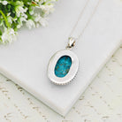 Hepburn and Hughes Turquoise Gemstone Pendant | December Gift | 25mm Oval | Sterling Silver