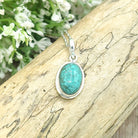 Hepburn and Hughes Turquoise Gemstone Pendant | Oval Birthstone Necklace | Sterling Silver