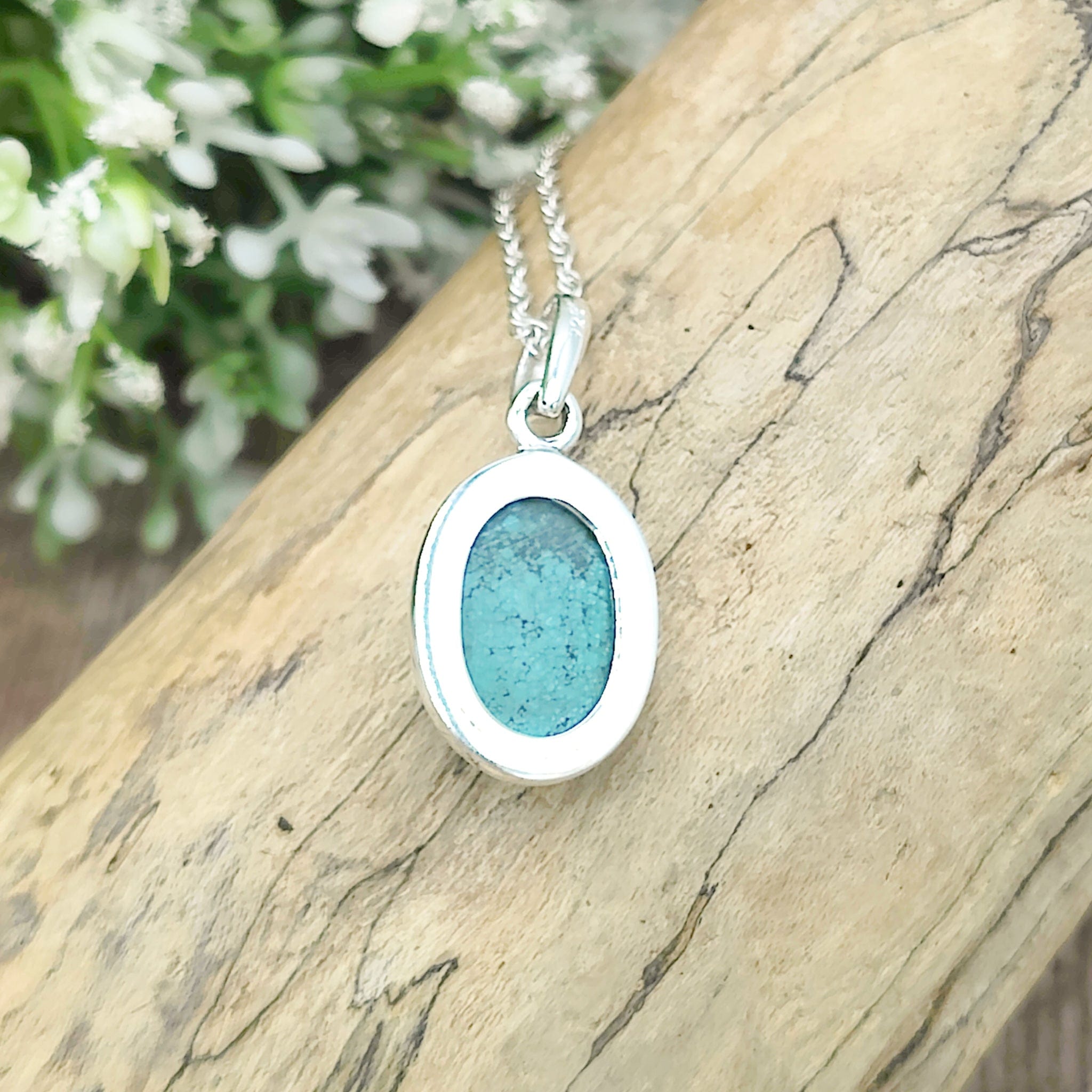 Turquoise Gemstone Pendant | 15mm Oval | December Gift | Sterling