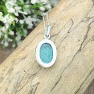 Hepburn and Hughes Turquoise Gemstone Pendant | Oval Birthstone Necklace | Sterling Silver