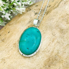 Hepburn and Hughes Turquoise Oval Pendant | December birthstone necklace | Sterling Silver