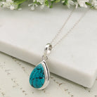 Hepburn and Hughes Turquoise Pendant | 15mm Teardrop | Birthstone Gift | Sterling Silver