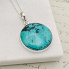 Hepburn and Hughes Turquoise Pendant | 30mm Circle | December birthstone | Sterling Silver