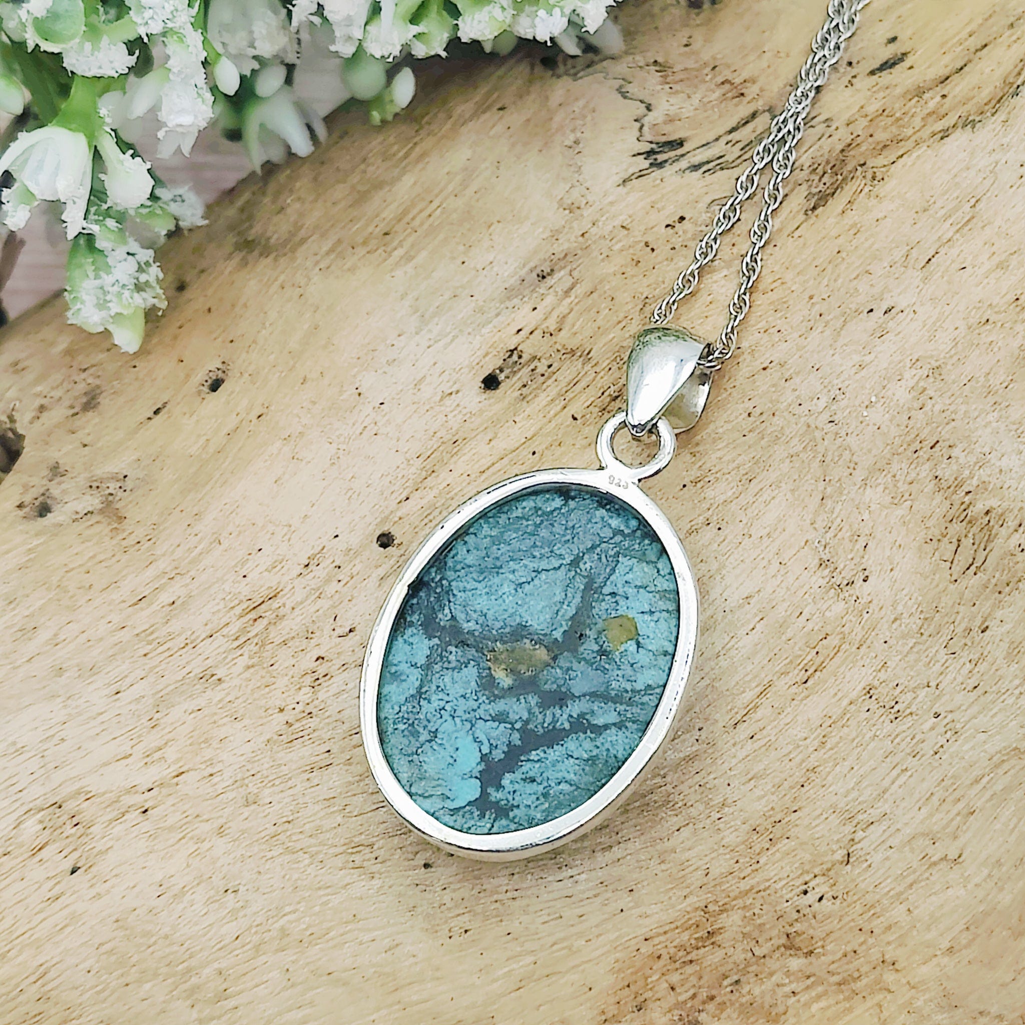 Hepburn and Hughes Turquoise Pendant | 30mm Oval | 3 Options | Sterling Silver