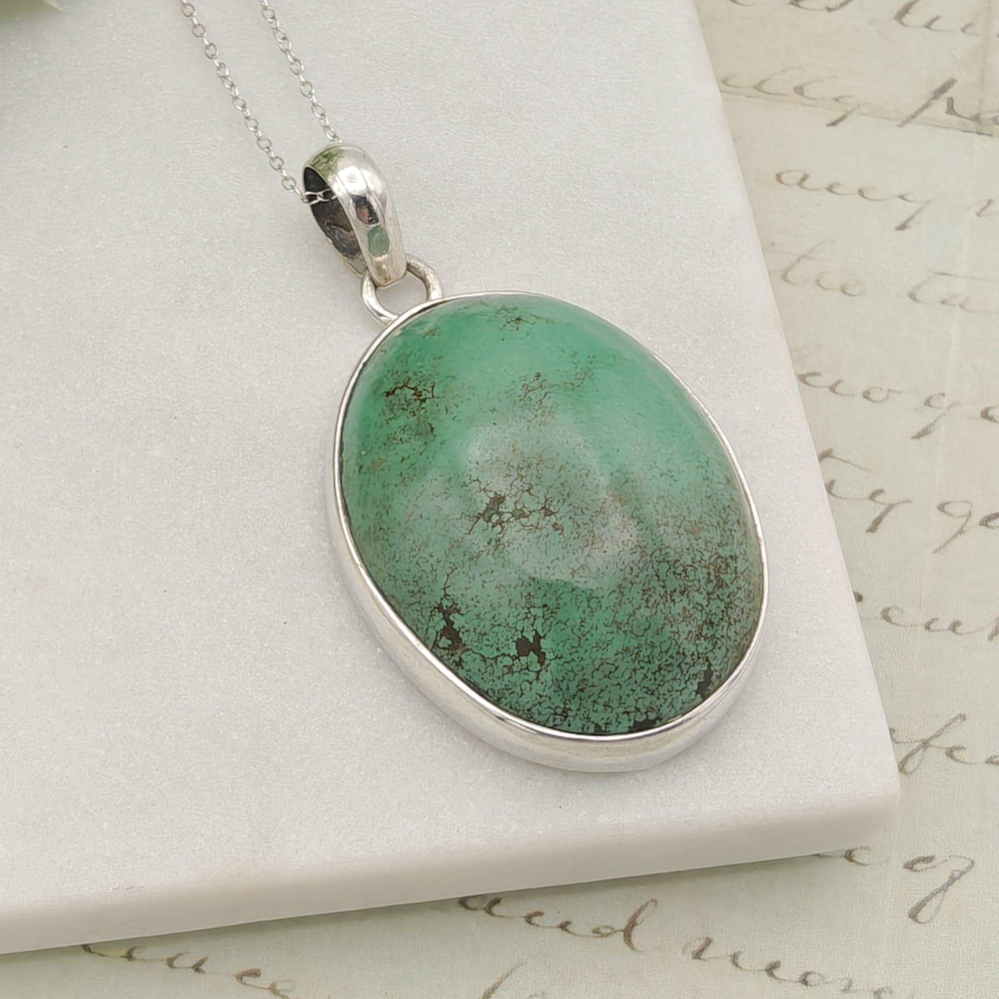 Hepburn and Hughes Turquoise Pendant | Blue gemstone necklace | Sterling Silver