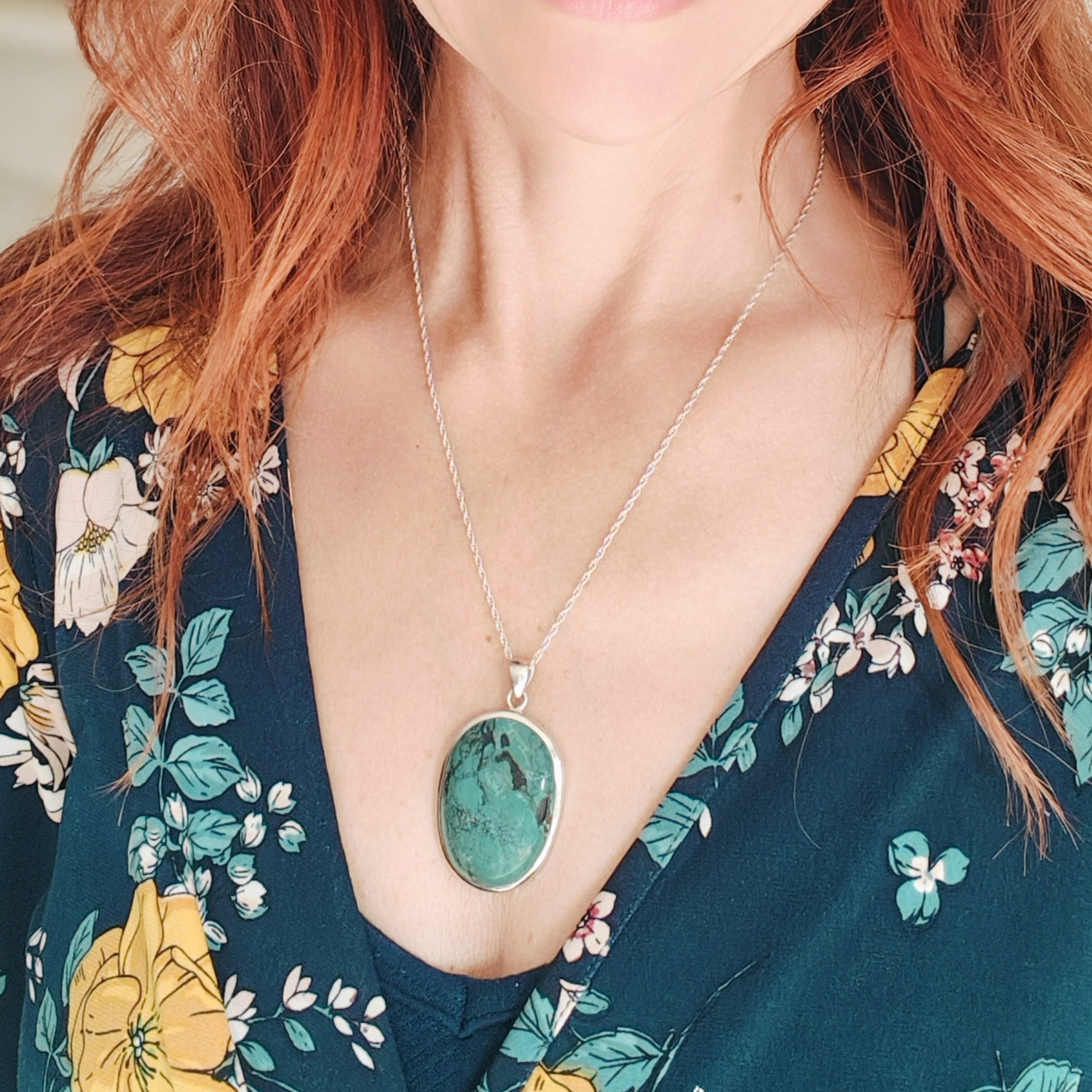 Hepburn and Hughes Turquoise Pendant | Blue gemstone necklace | Sterling Silver