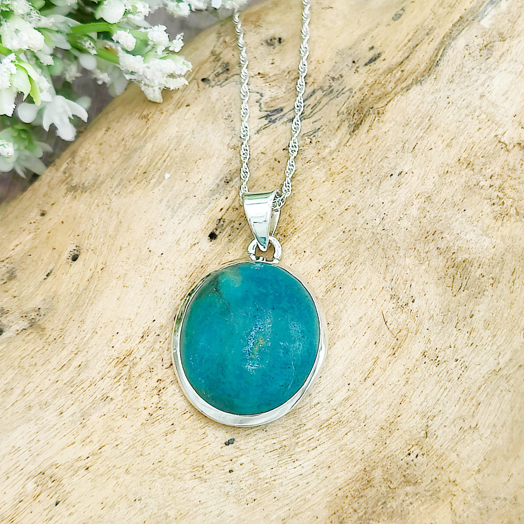 Hepburn and Hughes Turquoise Pendant | Blue gemstone necklace | Sterling Silver