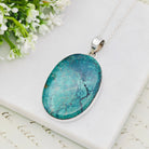 Hepburn and Hughes Turquoise Pendant in Sterling Silver | 43mm Statement Blue Gemstone | 11th Anniversary
