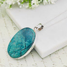 Hepburn and Hughes Turquoise Pendant in Sterling Silver | 43mm Statement Blue Gemstone | 11th Anniversary
