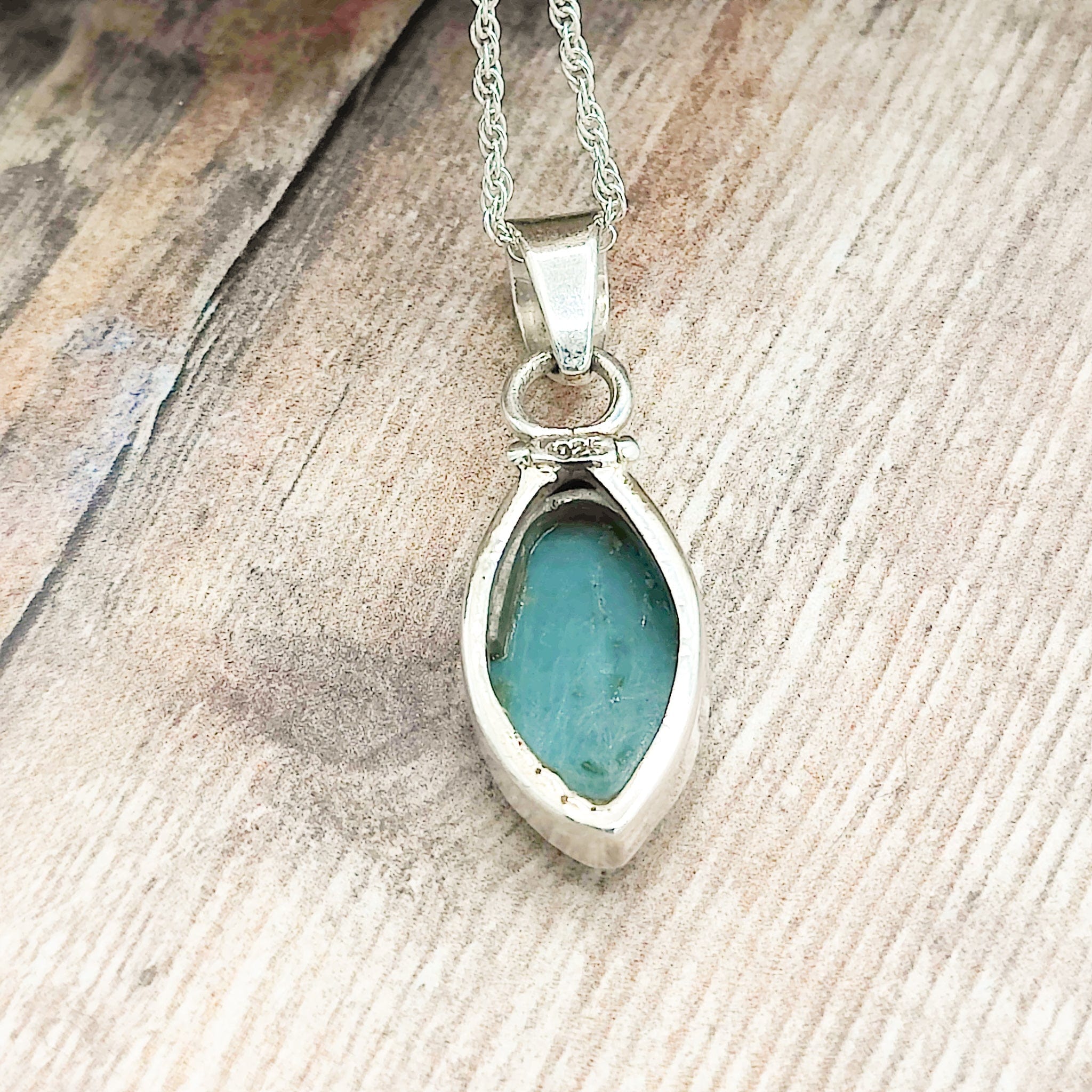 Hepburn and Hughes Turquoise Pendant | Marquise Stone | Sterling Silver