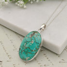 Hepburn and Hughes Turquoise Pendant | Oval Gemstone Necklace | Sterling Silver