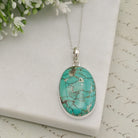 Hepburn and Hughes Turquoise Pendant | Oval Gemstone Necklace | Sterling Silver