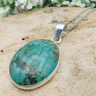 Hepburn and Hughes Turquoise Pendant | Oval Gemstone Necklace | Sterling Silver