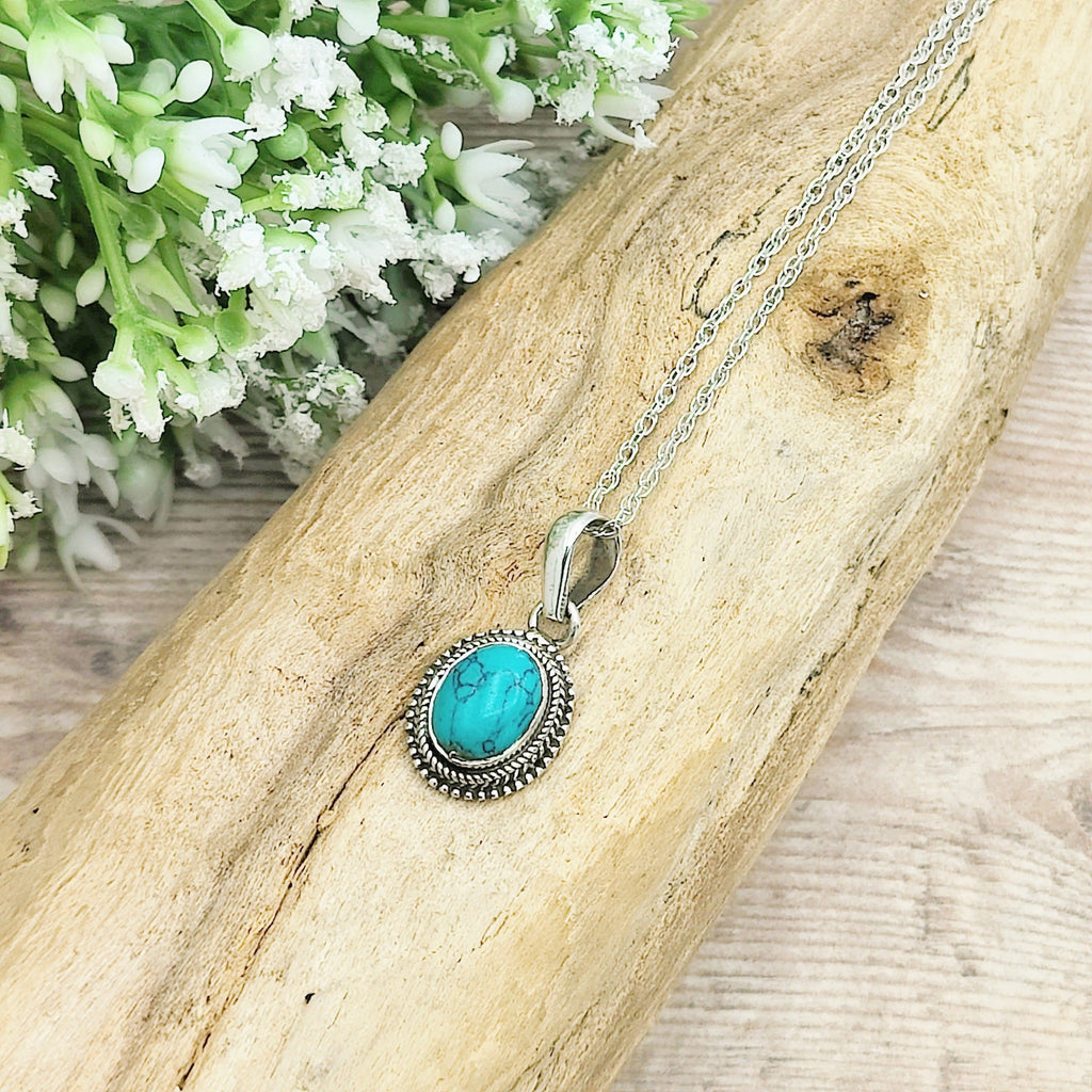 Hepburn and Hughes Turquoise Pendant | Small beaded necklace | Sterling Silver