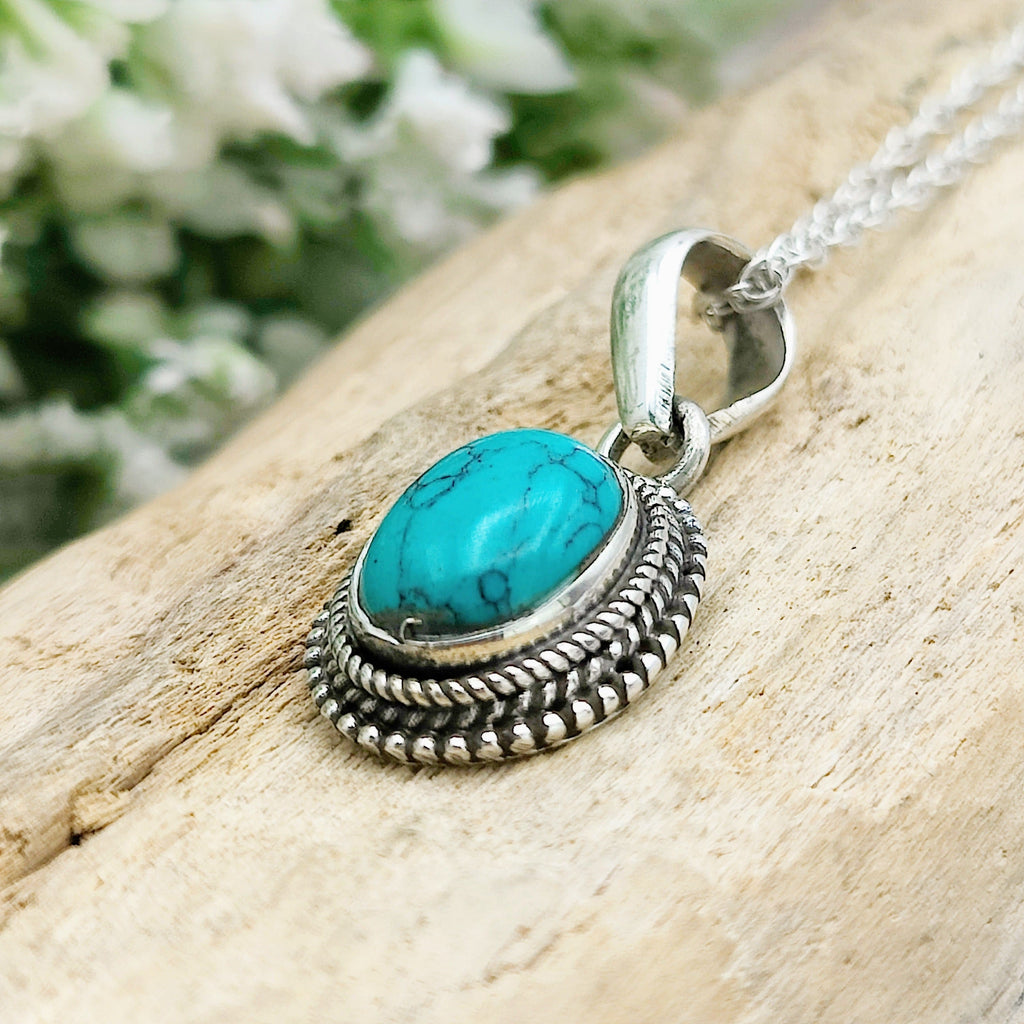 Hepburn and Hughes Turquoise Pendant | Small beaded necklace | Sterling Silver