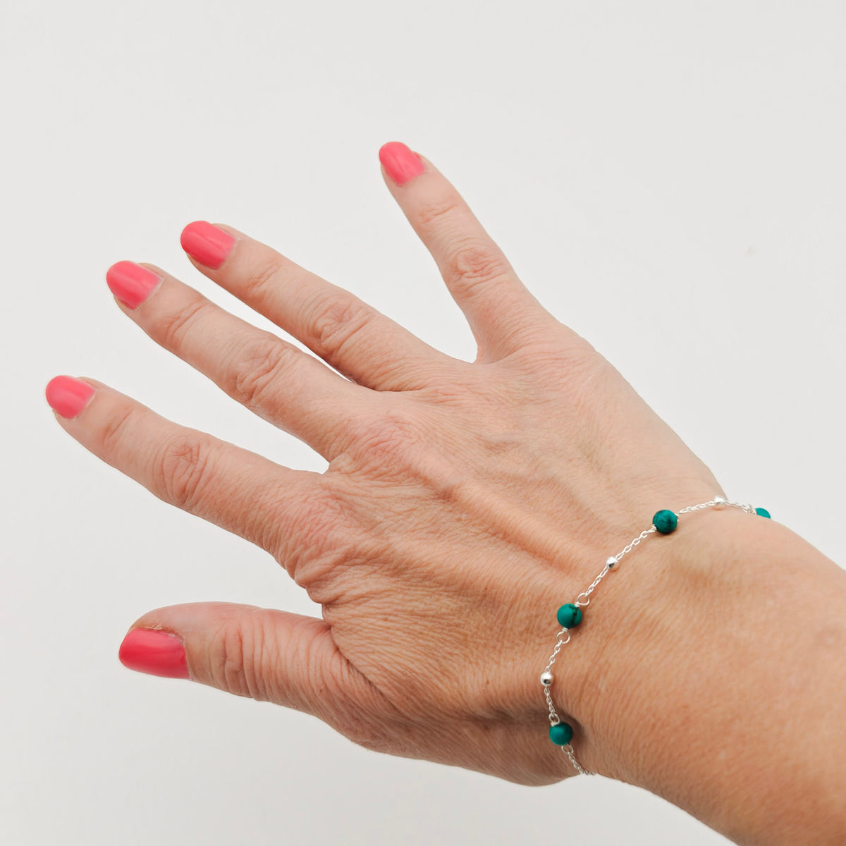 Hepburn and Hughes Turquoise Sphere Bracelet in Sterling Silver | 11th Anniversary Gift |  December Birthstone