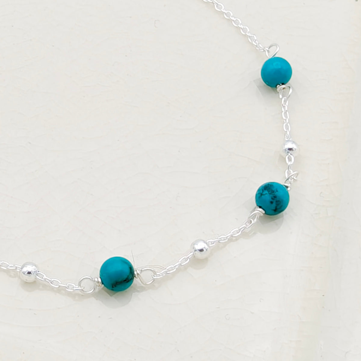 Hepburn and Hughes Turquoise Sphere Bracelet in Sterling Silver | 11th Anniversary Gift |  December Birthstone