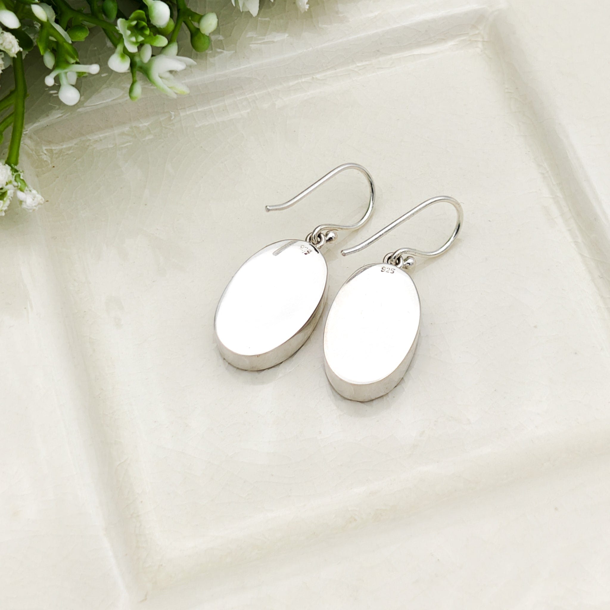 Hepburn and Hughes Upcycled Minton Pottery | 25mm Earrings | 9th Anniversary | Sterling Silver