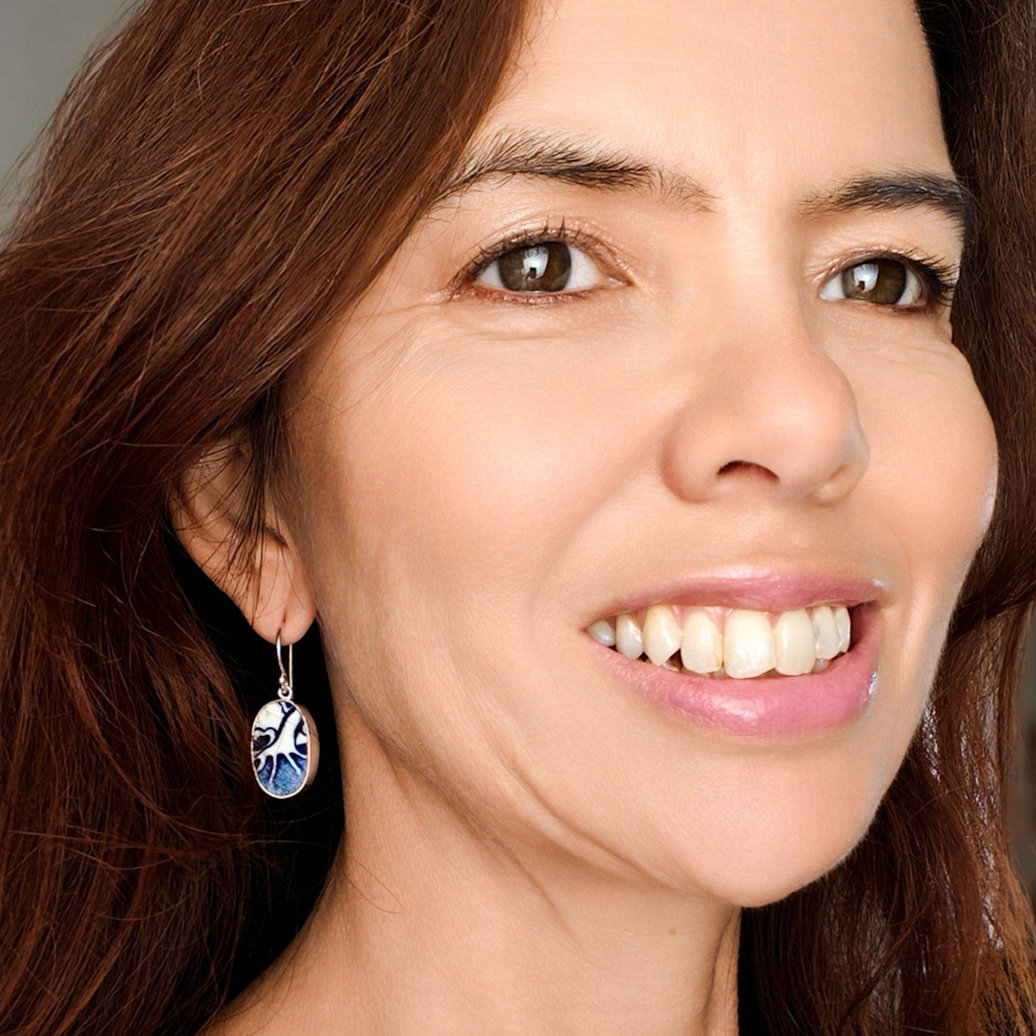 Hepburn and Hughes Upcycled Minton Pottery | 25mm Earrings | 9th Anniversary | Sterling Silver