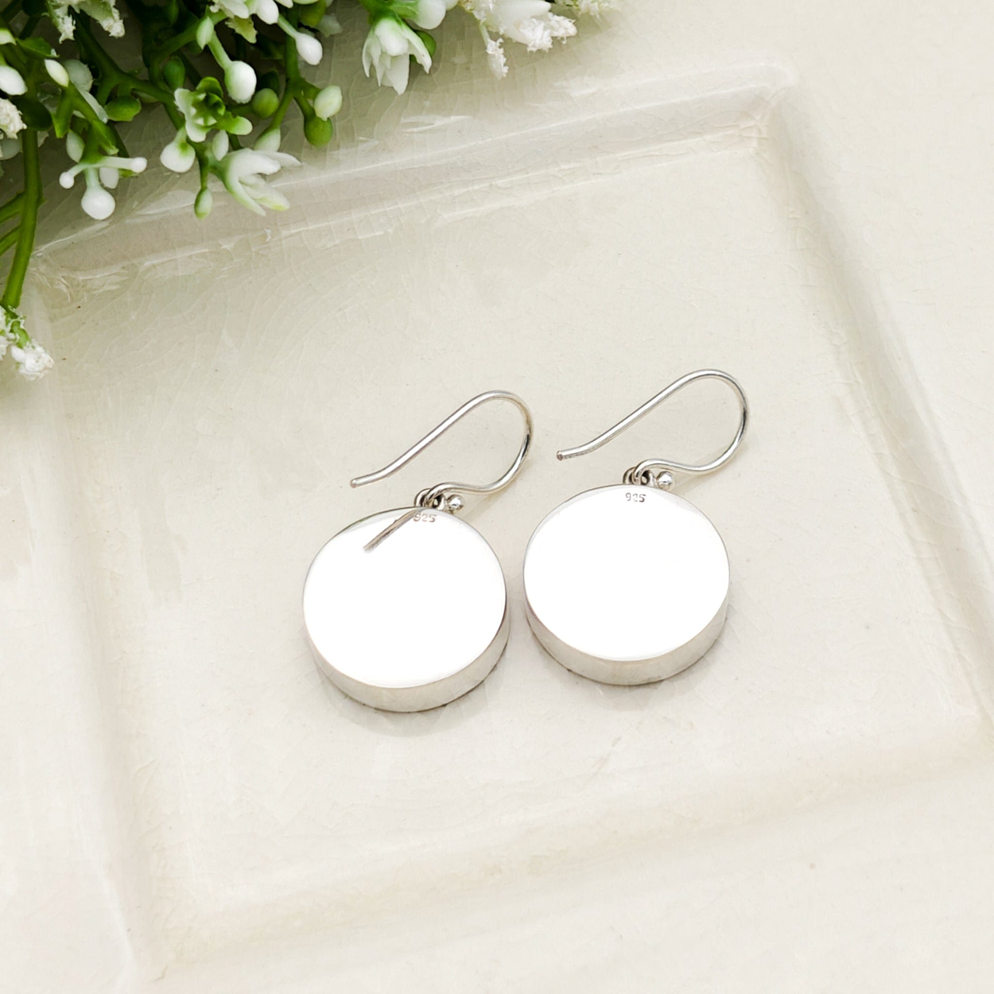 Hepburn and Hughes Upcycled Minton Pottery Earrings | 17mm Circular | 9th Anniversary | Sterling Silver