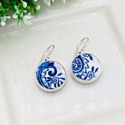 Hepburn and Hughes Upcycled Minton Pottery Earrings | 17mm Circular | 9th Anniversary | Sterling Silver