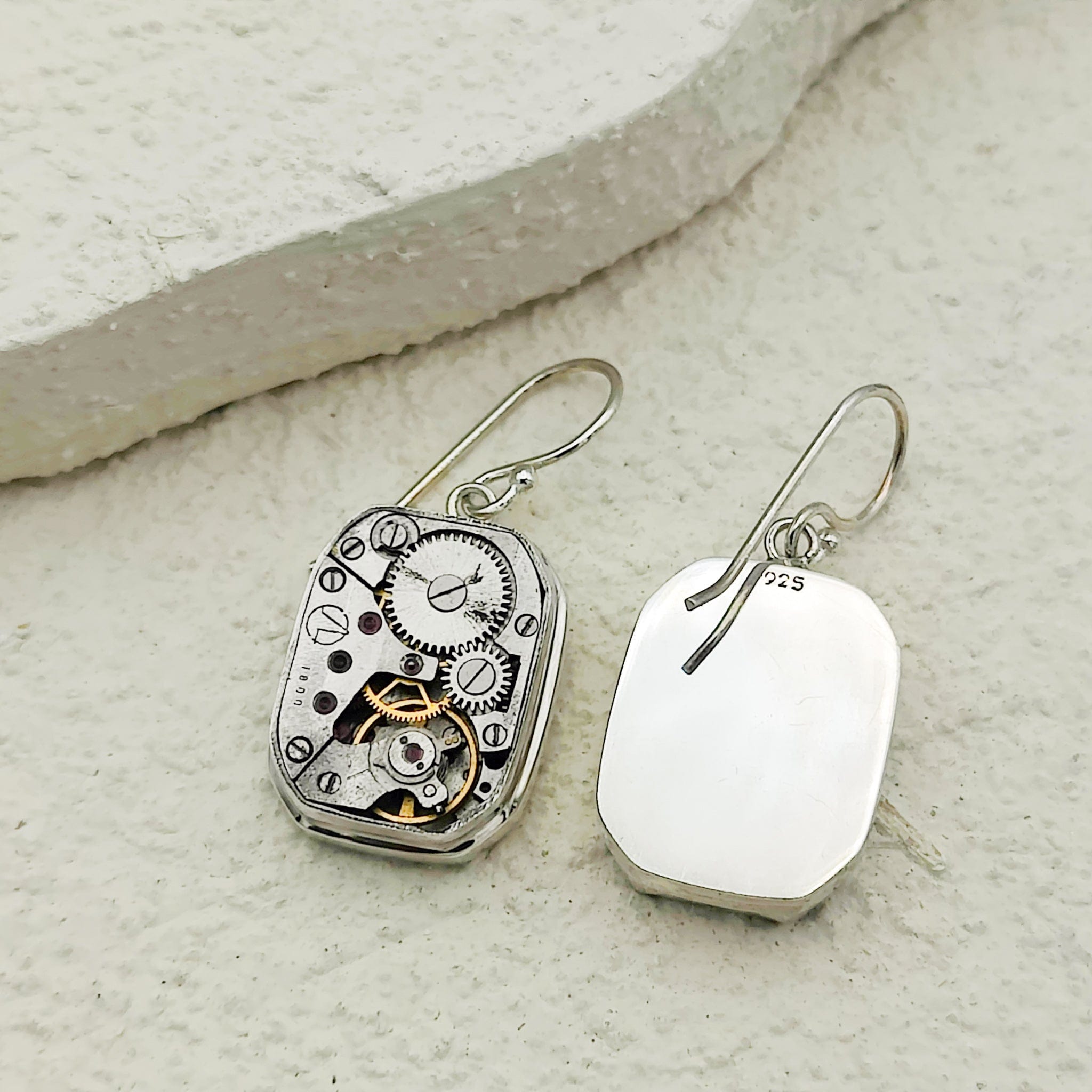 Hepburn & Hughes Vintage Watch Movement Earrings | Timepiece Gift | Sterling Silver