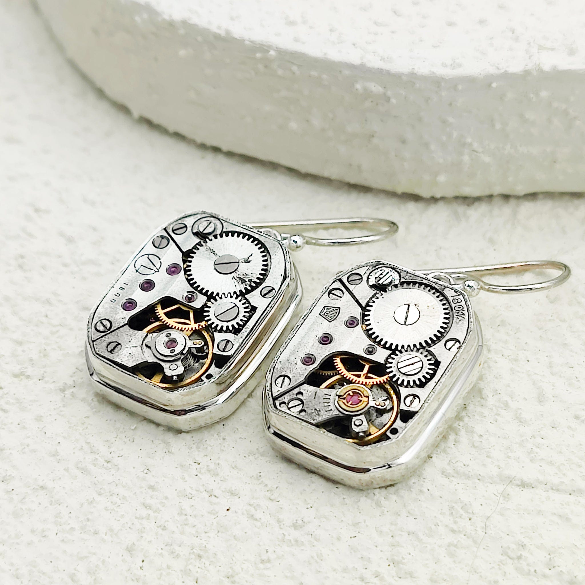Hepburn & Hughes Vintage Watch Movement Earrings | Timepiece Gift | Sterling Silver