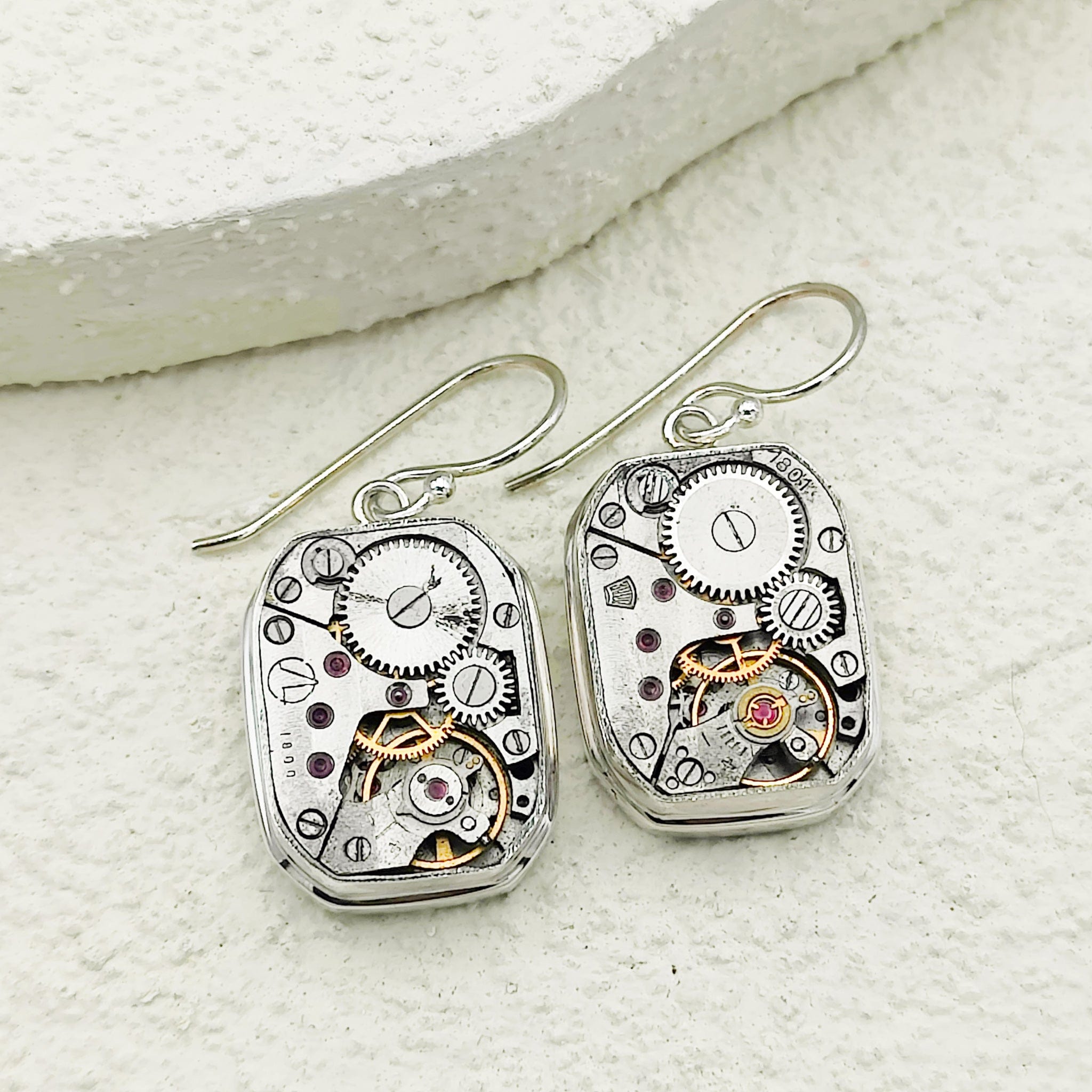 Hepburn & Hughes Vintage Watch Movement Earrings | Timepiece Gift | Sterling Silver