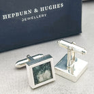 Hepburn and Hughes Welsh Preseli Bluestone Cufflinks | "Stonehenge" Summer Solstice Gift | Sterling Silver