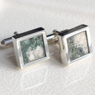 Hepburn and Hughes Welsh Preseli Bluestone Cufflinks | "Stonehenge" Summer Solstice Gift | Sterling Silver