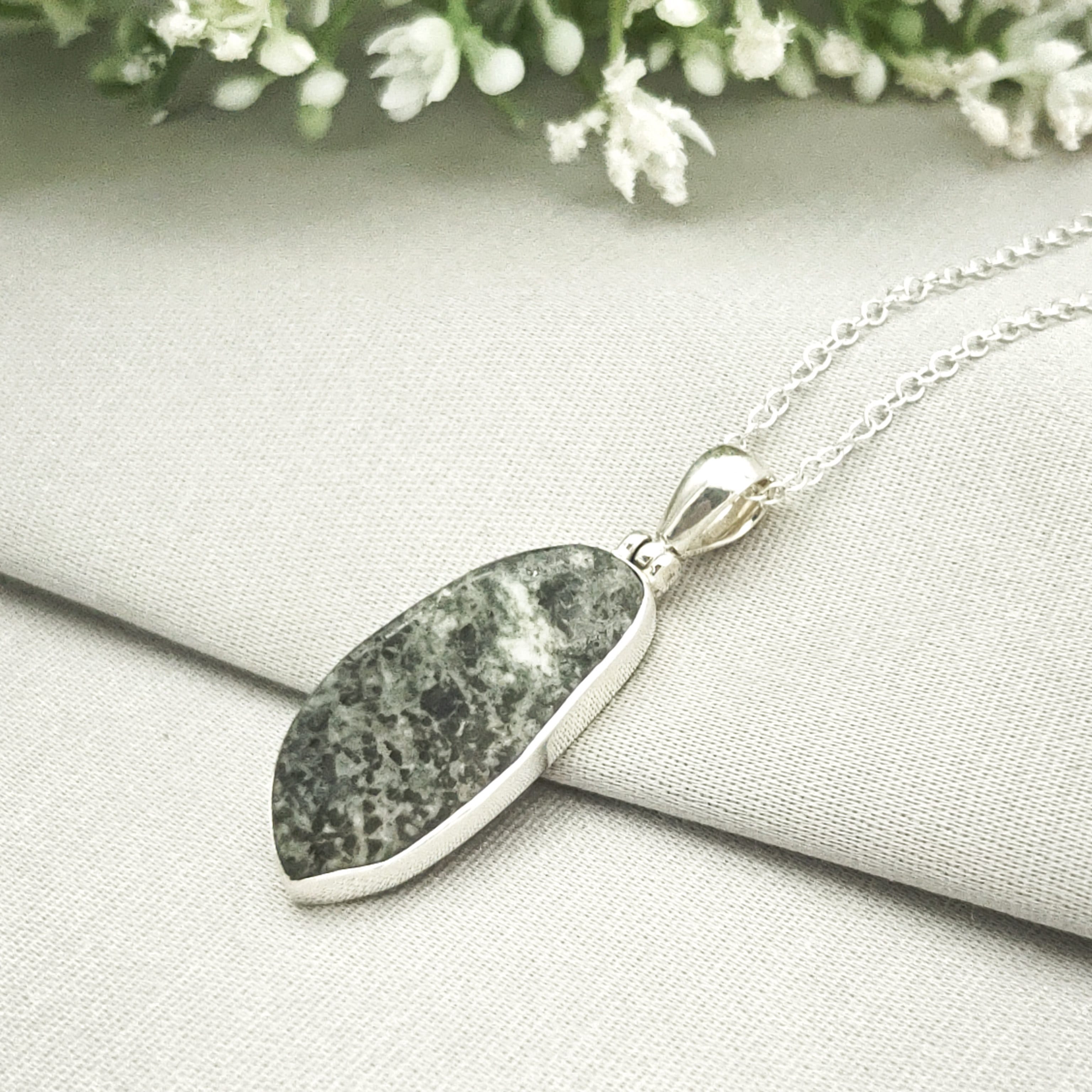 Hepburn and Hughes Welsh Preseli Bluestone Necklace | "Stonehenge" New Age Gift | 3 Options | Sterling Silver