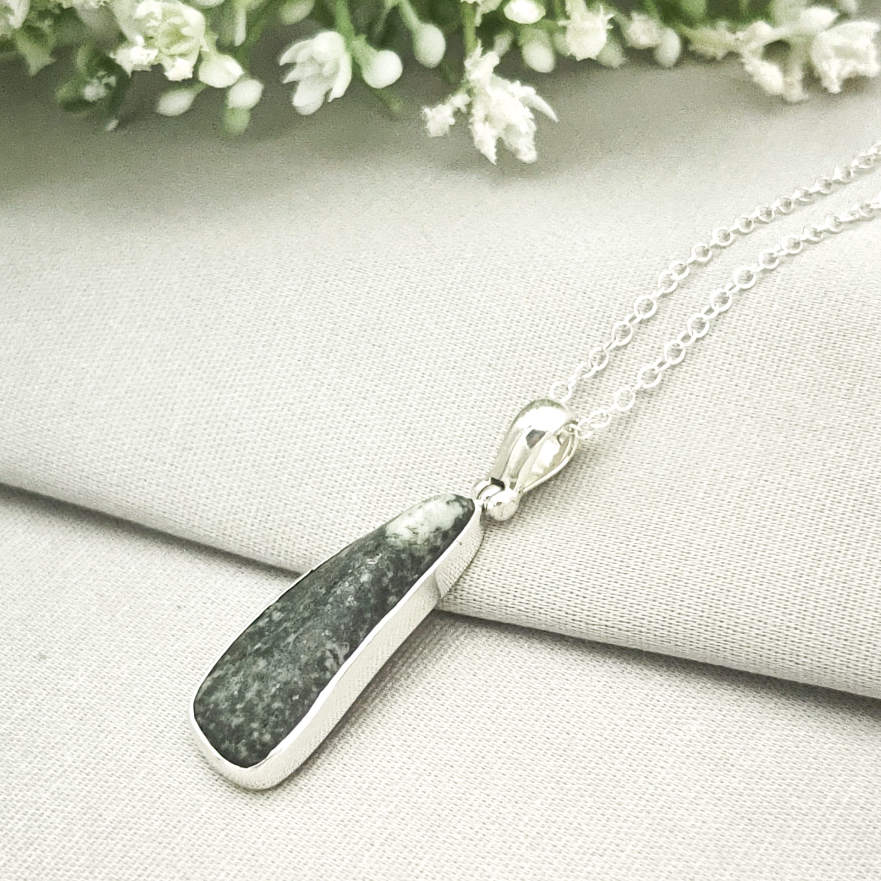 Hepburn and Hughes Welsh Preseli Bluestone Necklace | "Stonehenge" New Age Gift | 3 Options | Sterling Silver