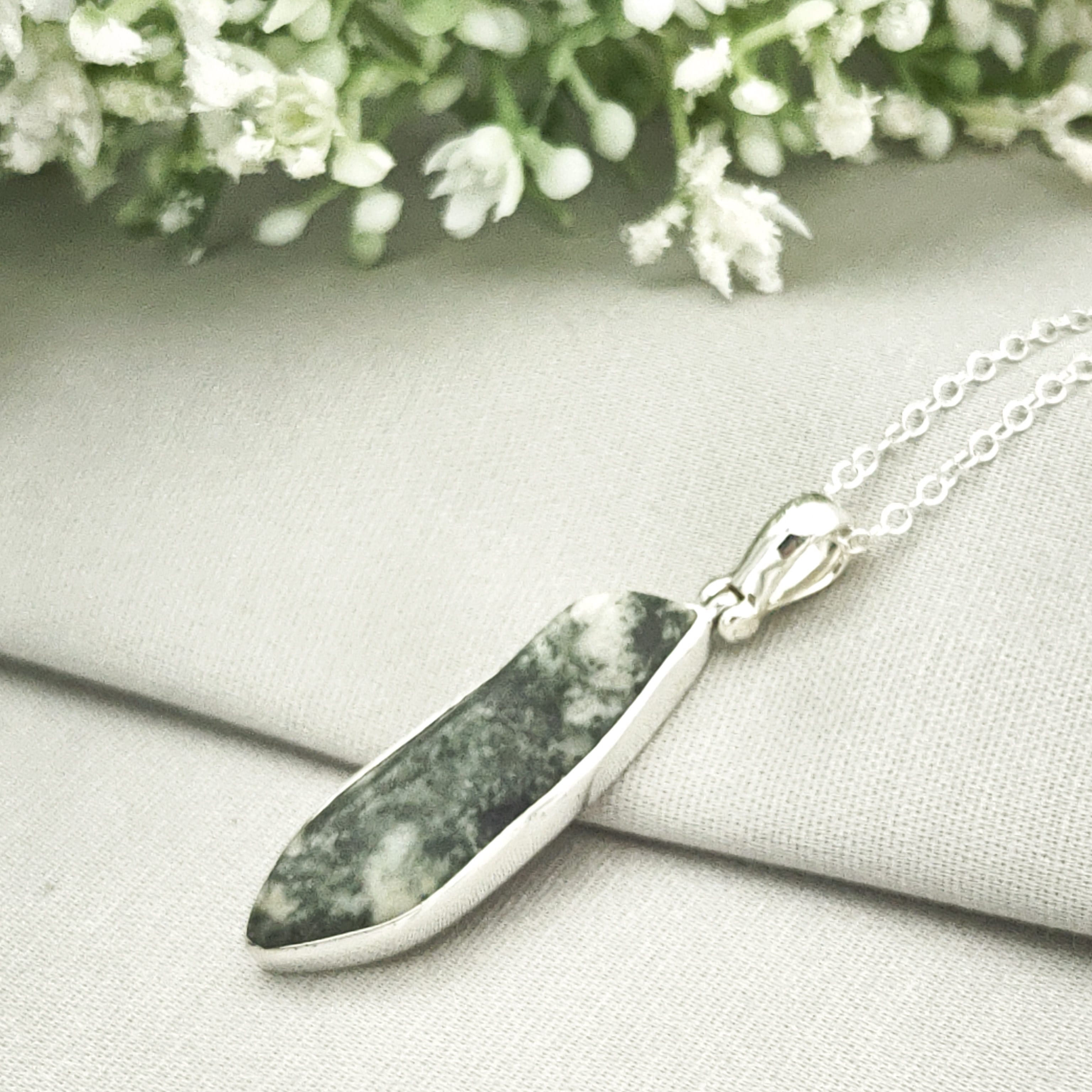 Hepburn and Hughes Welsh Preseli Bluestone Necklace | "Stonehenge" New Age Gift | 3 Options | Sterling Silver