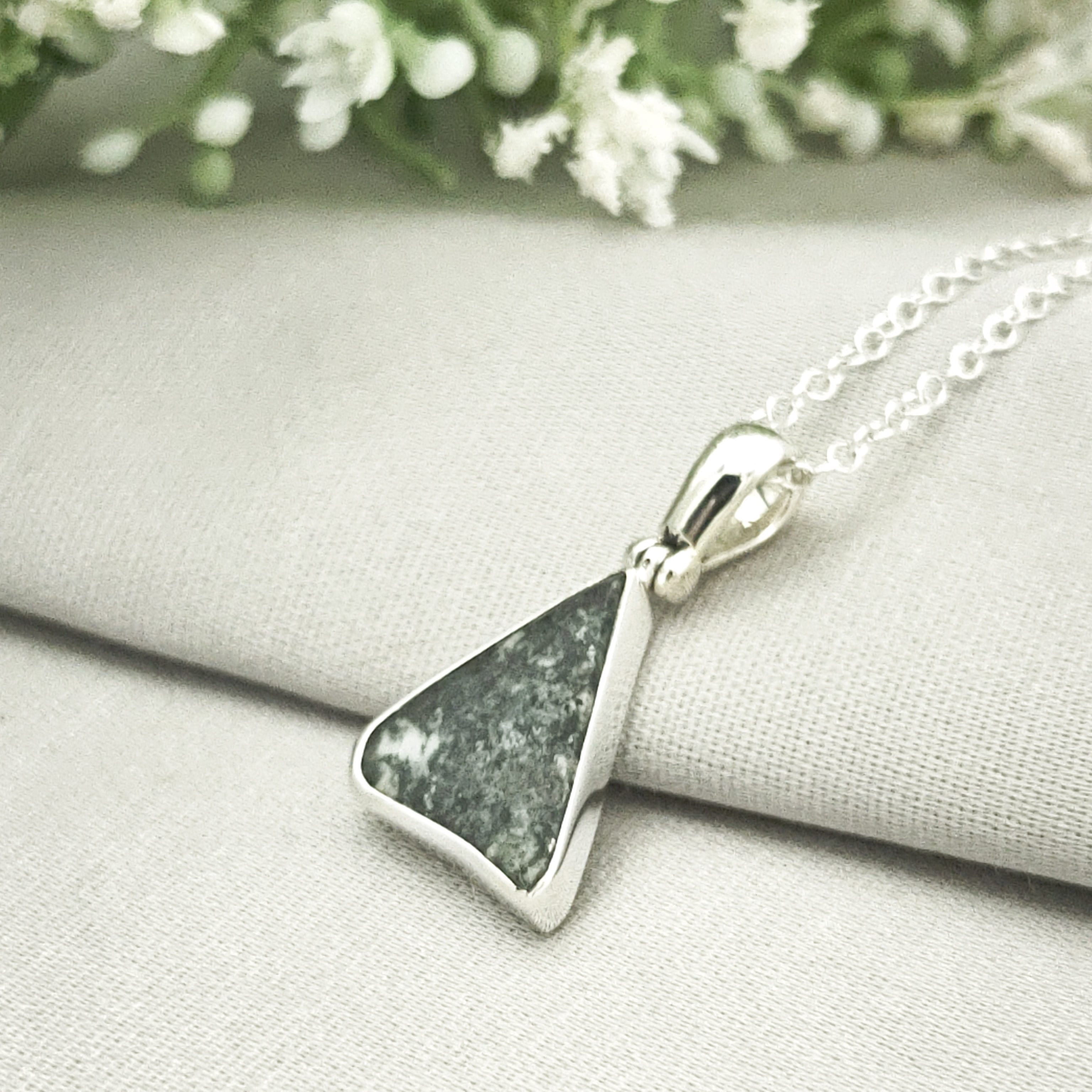 Hepburn and Hughes Welsh Preseli Bluestone Necklace | Stonehenge Spiritual Gift | Sterling Silver