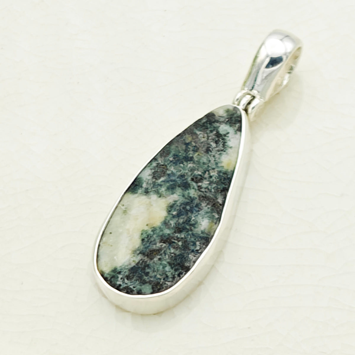 Hepburn and Hughes Welsh Preseli Bluestone Necklace | "Stonehenge" Summer Solstice Gift| 30mm long | Sterling Silver