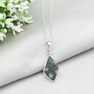 Hepburn and Hughes Welsh Preseli Bluestone Necklace | "Stonehenge" Summer Solstice Gift | Diamond | Sterling Silver