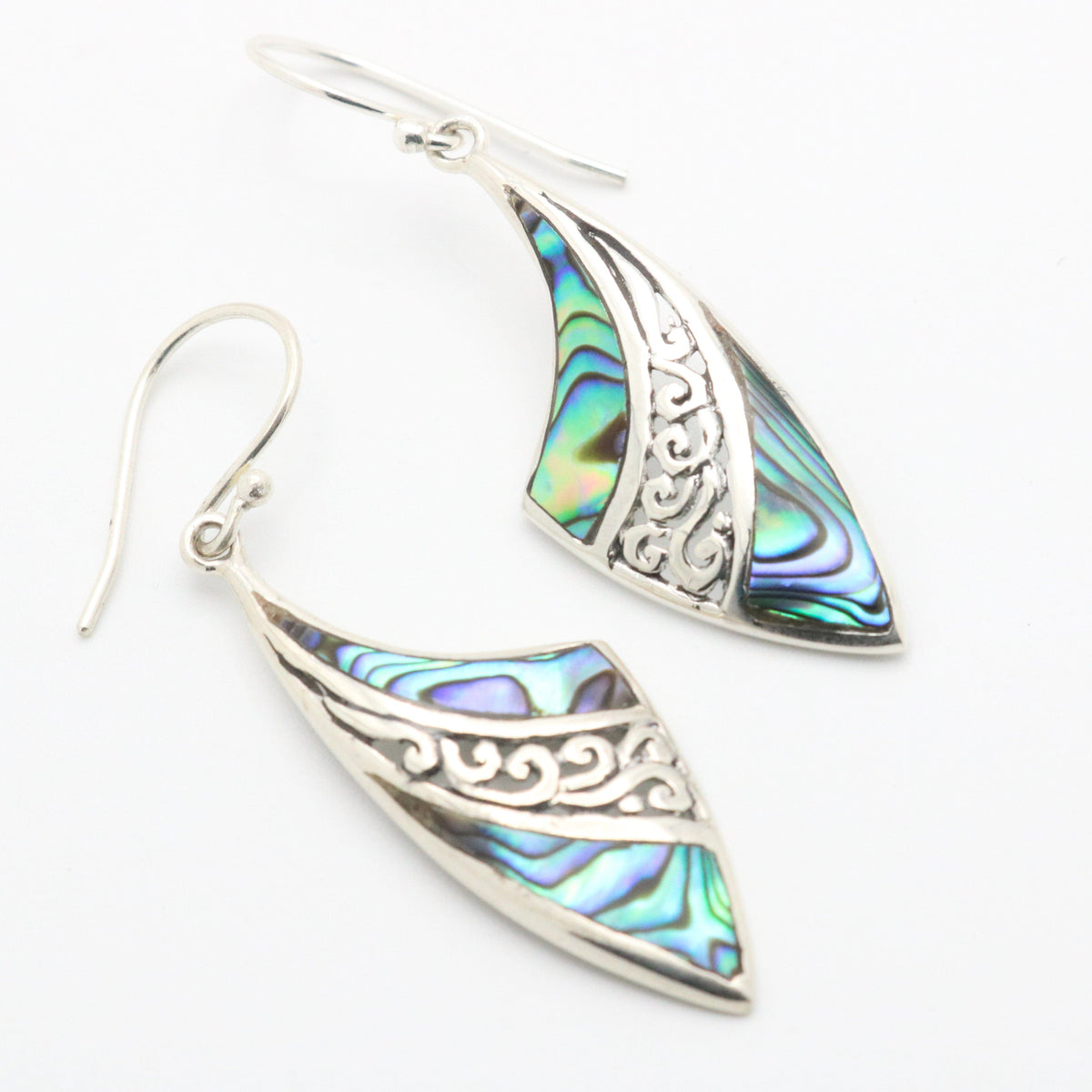 Abalone Shell Earrings | Abstract with Swirl | Sterling Silver ...