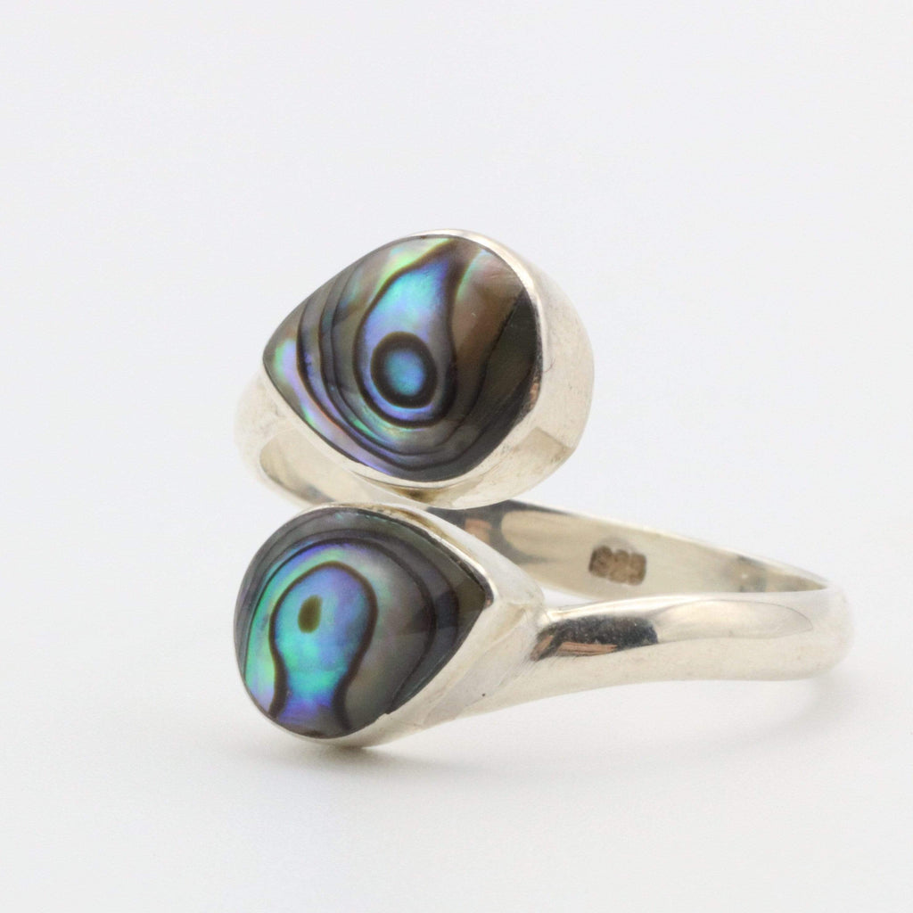 Hepburn and Hughes Abalone Shell Ring | Double Teardrop | Sterling Silver