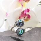 Hepburn and Hughes Abalone Shell Ring | Double Teardrop | Sterling Silver