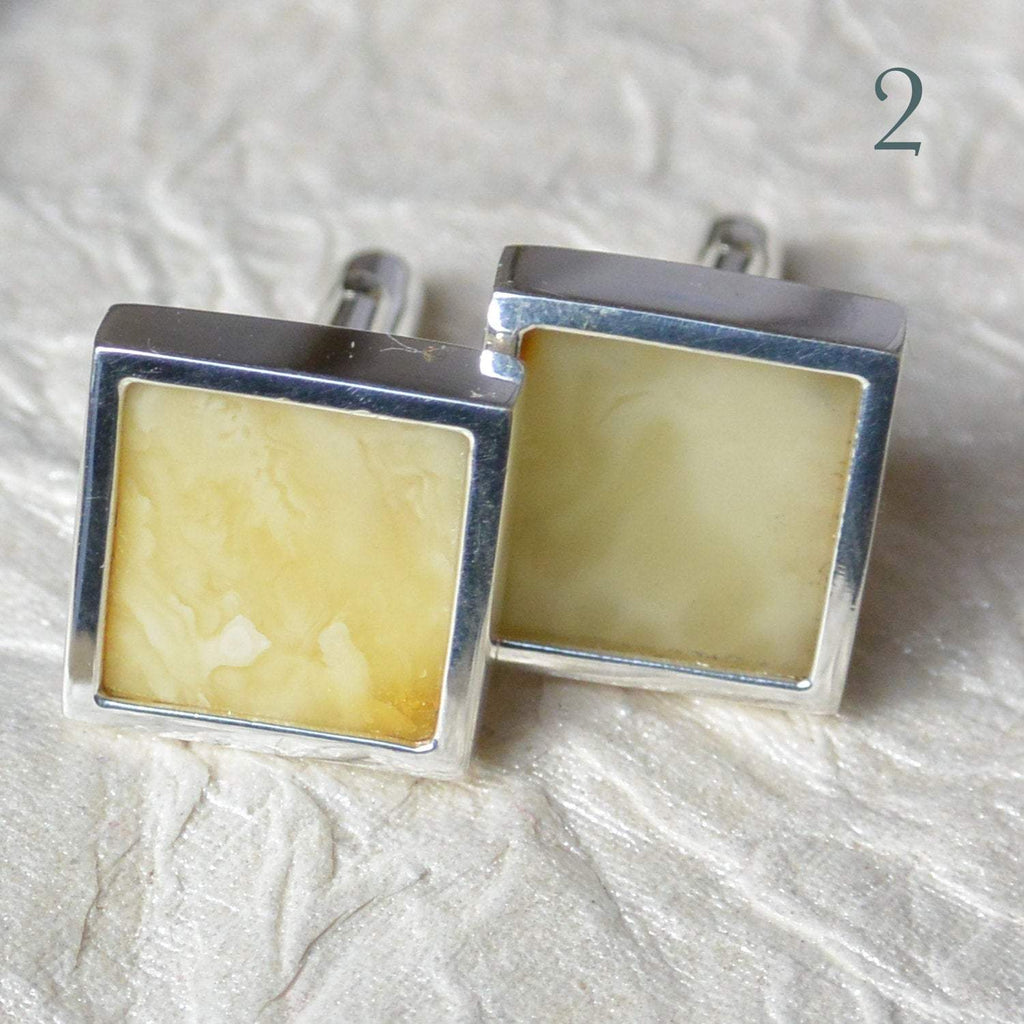 Hepburn and Hughes Amber Cufflinks in Sterling Silver