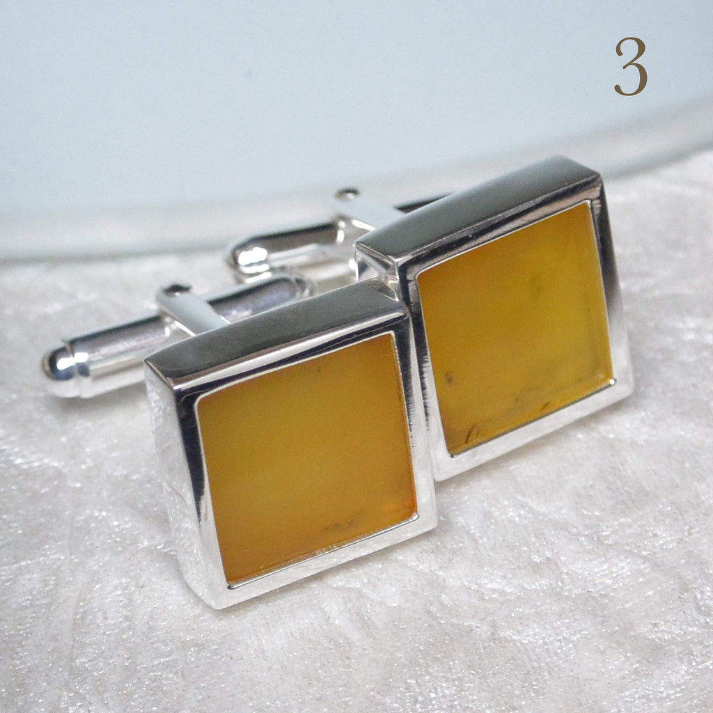 Hepburn and Hughes Amber Cufflinks in Sterling Silver