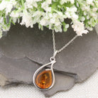 Hepburn and Hughes Amber Pendant, Oval in Sterling Silver