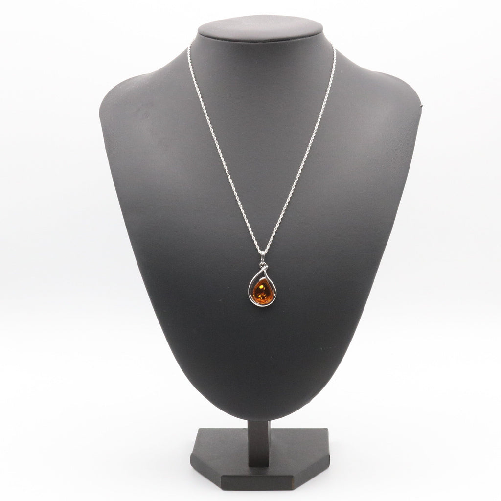 Hepburn and Hughes Amber Pendant, Oval in Sterling Silver