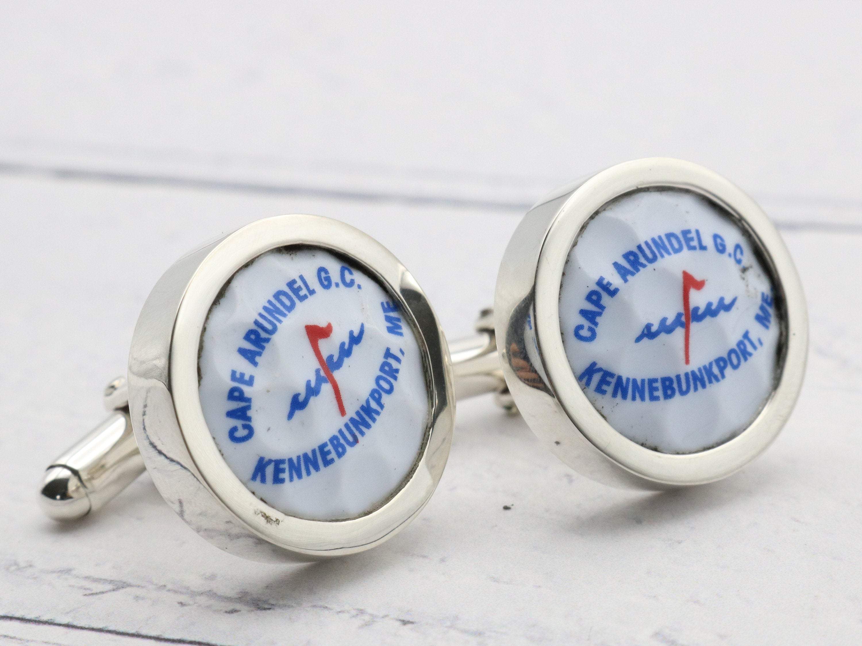 Hepburn and Hughes American Golf Ball Cufflinks in Sterling Silver