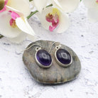 Hepburn and Hughes Amethyst Earrings, Oval in Sterling Silver