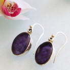 Hepburn and Hughes Amethyst Earrings, Oval in Sterling Silver