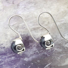 Hepburn and Hughes Amethyst Earrings, with swirl setting in Sterling Silver