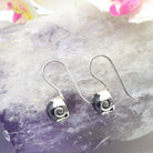 Hepburn and Hughes Amethyst Earrings, with swirl setting in Sterling Silver